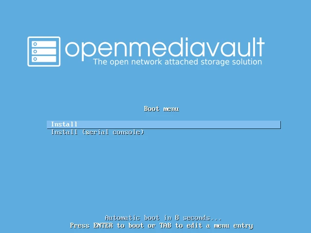 OpenMediaVaultのインストール画面