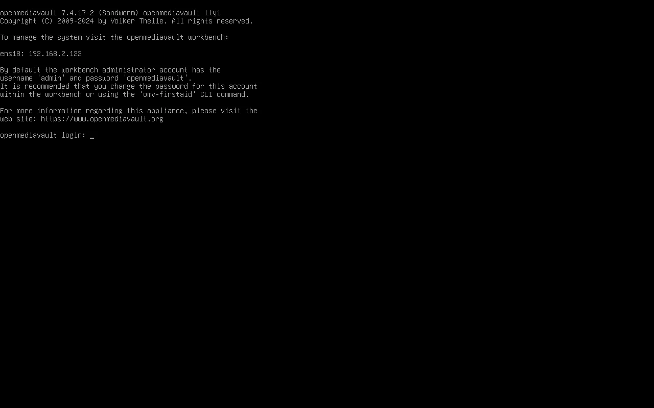 OpenMediaVaultのインストール画面