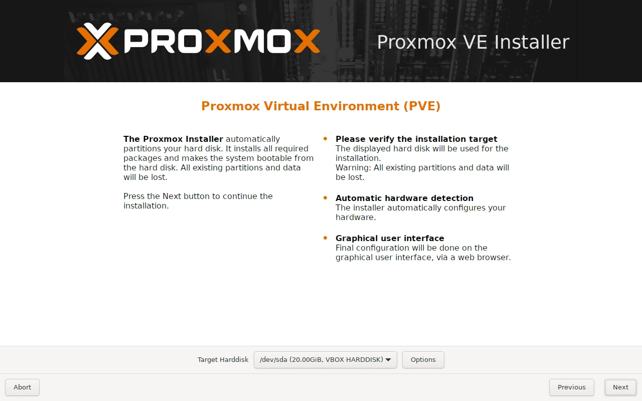 Proxmox VEインストーラー